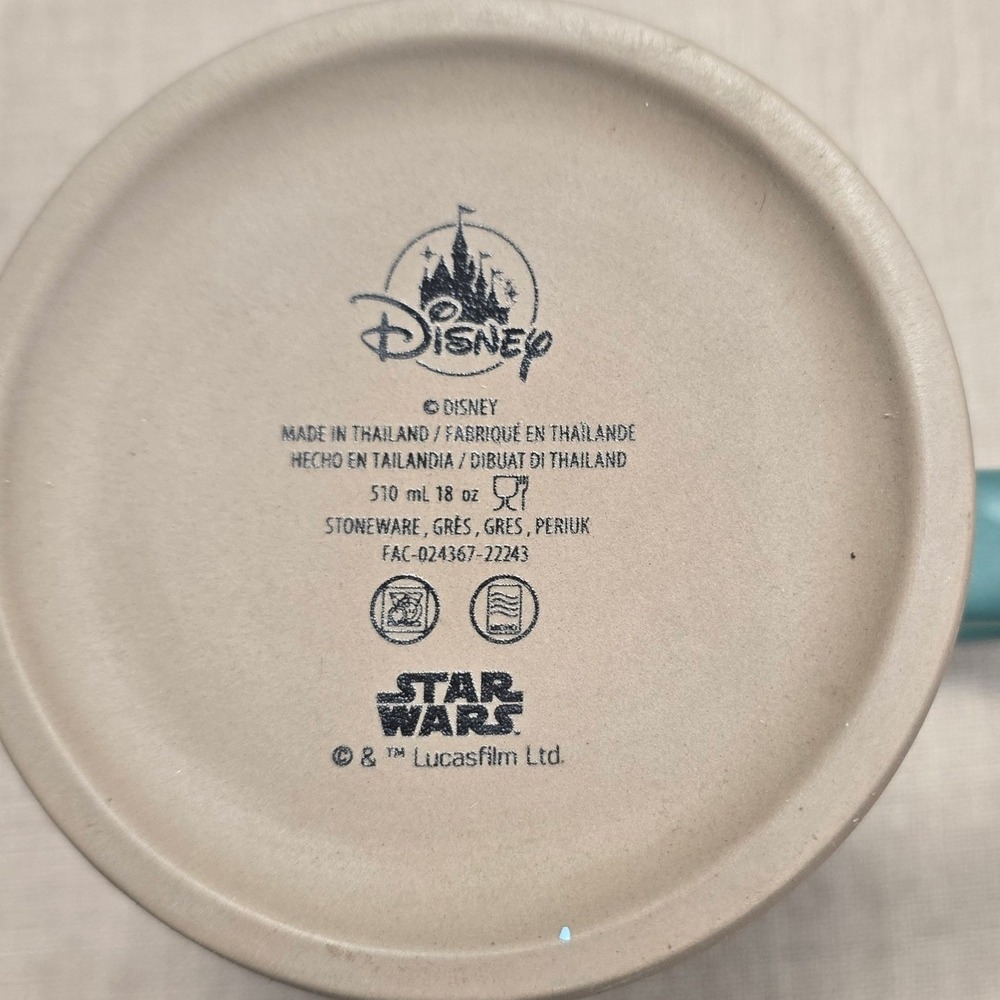 Disney Star Wars Grogu Baby Yoda Stoneware Mug 18oz Just Keep Sippin Teal Tan - Picture 3 of 5